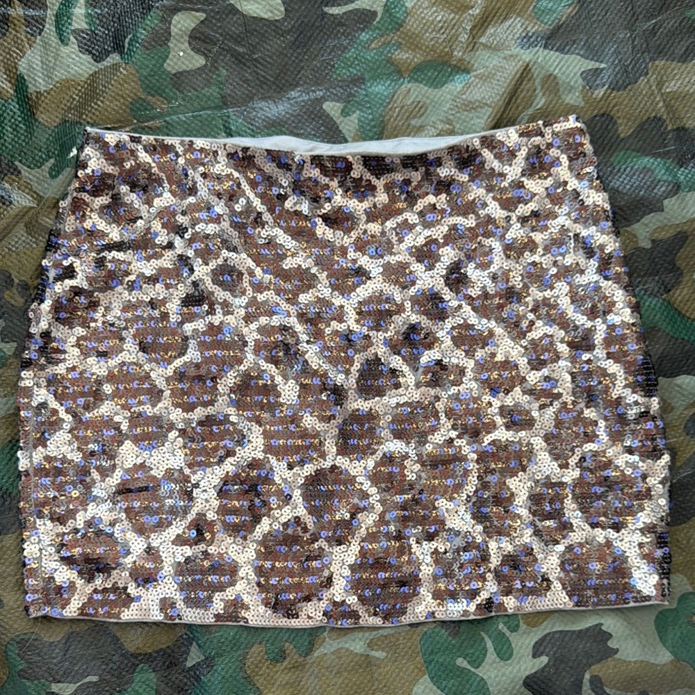 Sequin Leopard Print Mini Skirt